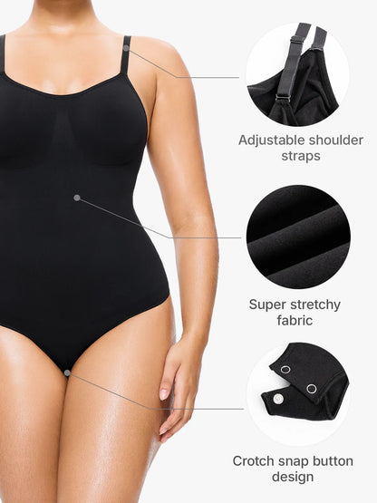 Body gainant doux à bretelles ajustables – Forme en V, dos décolleté